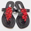 Black Leather Embellished Thong Flats thumbnail 4