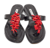 Black Leather Embellished Thong Flats thumbnail 0