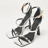 Silver Leather Safety Pin Ankle Strap Sandals thumbnail 0