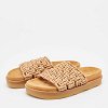 Beige Woven Leather Kacey Flat Slides thumbnail 2