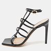 Mondry Black Leather Ankle Strap Sandals thumbnail 1