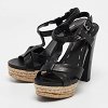 Black Leather Platform Ankle Strap Sandals thumbnail 2