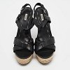 Black Leather Platform Ankle Strap Sandals thumbnail 3