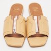 Beige Leather and PVC Silvia Flat Slides thumbnail 6