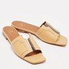Beige Leather and PVC Silvia Flat Slides thumbnail 7