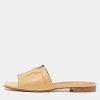 Beige Leather and PVC Silvia Flat Slides thumbnail 1