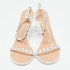 White Leather Crystal Embellished Nicki Sandals thumbnail 6