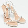 White Leather Crystal Embellished Nicki Sandals thumbnail 7
