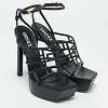 Black Leather Greca Cage Platform Sandals thumbnail 4