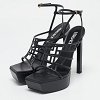 Black Leather Greca Cage Platform Sandals thumbnail 6