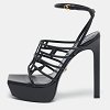 Black Leather Greca Cage Platform Sandals thumbnail 8