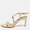 Beige Patent Leather Crisscross Ankle Strap Sandals thumbnail 8