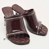 Burgundy Quilted Leather Double Zip Heel Mules thumbnail 3