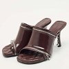 Burgundy Quilted Leather Double Zip Heel Mules thumbnail 1