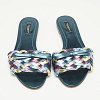 Multicolor Metallic Leather Woven Bow Flat Slide Sandals thumbnail 3