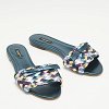 Multicolor Metallic Leather Woven Bow Flat Slide Sandals thumbnail 4