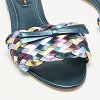 Multicolor Metallic Leather Woven Bow Flat Slide Sandals thumbnail 5