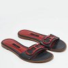 Navy Blue Leather Slide Sandals thumbnail 6