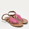 Brown/Pink Feather and Leather Flat Sandals thumbnail 3