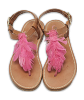 Brown/Pink Feather and Leather Flat Sandals thumbnail 0