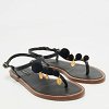 Black Lizard Embossed Leather Embellished Thong Flats thumbnail 2
