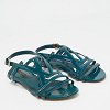 Dark Green Patent Leather Crossing Logo Flat Sandals thumbnail 4