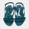 Dark Green Patent Leather Crossing Logo Flat Sandals thumbnail 6