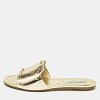 Jimmy Choo Gold Patent Leather Nanda Flat Slides Size 38.5 thumbnail 1