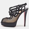 Black Leather and Mesh Strappy Platform Slingback Sandals thumbnail 7