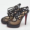 Black Leather and Mesh Strappy Platform Slingback Sandals thumbnail 1