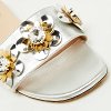 Silver Leather Flowerland Embellished Flat Slide Sandals thumbnail 3