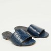Navy Blue Croc Embossed Leather Martine Flat Slide Sandals thumbnail 3