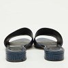 Navy Blue Croc Embossed Leather Martine Flat Slide Sandals thumbnail 5