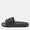 Black Rubber Logo Flat Slide Sandals thumbnail 2