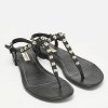 Black Leather Arena Thong Flats thumbnail 5