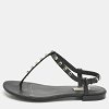 Black Leather Arena Thong Flats thumbnail 8