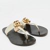 Cream Leather GG Marmont Thong Slide Flats thumbnail 7