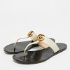 Cream Leather GG Marmont Thong Slide Flats thumbnail 1