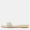Light Gold Satin Crystals Embellished Flat Slides thumbnail 1