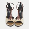 Beige/Silver Lizard Embossed Leather and Satin Wedge Sandals thumbnail 4