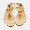 Beige Lizard Embossed Leather Crystal Embellished Thong Flat Sandals thumbnail 3