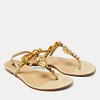 Beige Lizard Embossed Leather Crystal Embellished Thong Flat Sandals thumbnail 4
