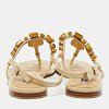 Beige Lizard Embossed Leather Crystal Embellished Thong Flat Sandals thumbnail 5