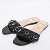 Black Patent Leather Flower Stud Flat Slides thumbnail 9