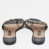 Black Leather Crystal Embellished Leather Flat Slides thumbnail 6