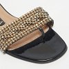 Black Leather Crystal Embellished Leather Flat Slides thumbnail 8