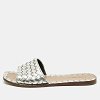 Intrecciato Metallic Intrecciato Leather Slide Sandals thumbnail 2