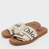 Off White Canvas Logo Ribbon Woody Flat Slide Sandals thumbnail 2