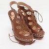 Brown Leather Spagana Wedge Sandals thumbnail 0