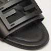 Black Leather Logo Flat Slides thumbnail 3